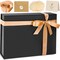 Large Gift Box, 13"x10"x4" Easter Birthday Gift Boxes for Presents, Mother's Day Basket Essentials, Black boxes with Magnetic Lids, Ribbon, Candy Chocolate Cookie Groomsman Proposal Basket for Wedding